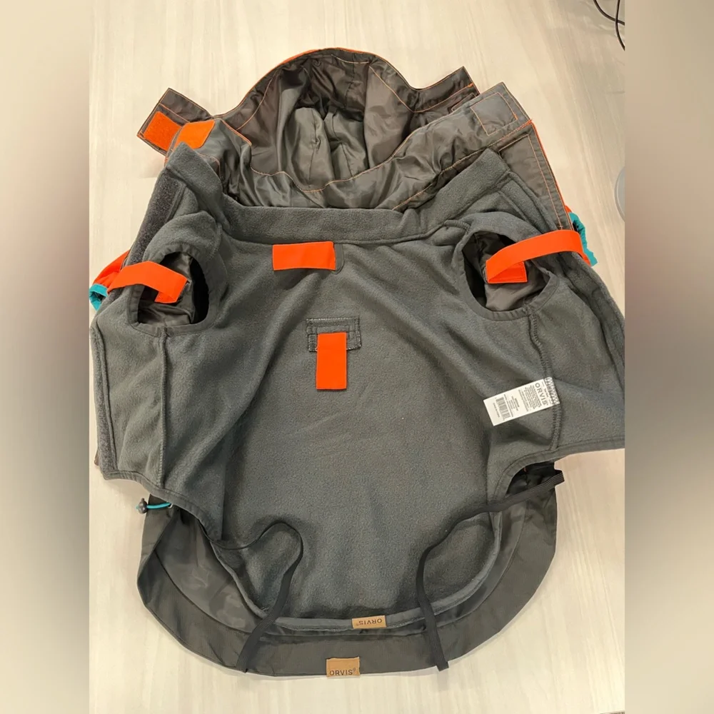 ORVIS dog rain coat/ jacket. All-Season waterproof 3-in-1. Orange, black. M. NWT